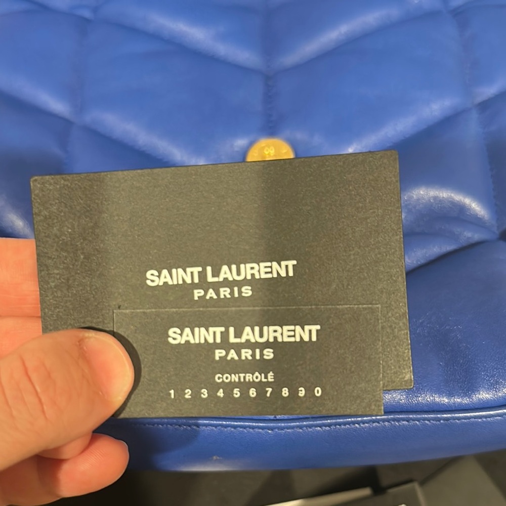 Yves Saint Laurent Blue Gold Quilted Shoulder Bag - Picture 6 of 10